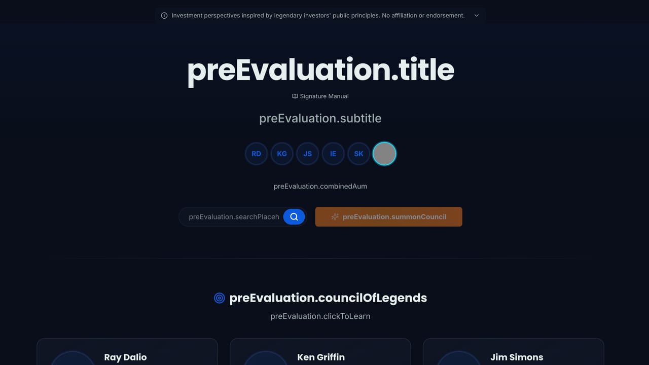 Screenshot of the Legends Council page on Stock Expert AI