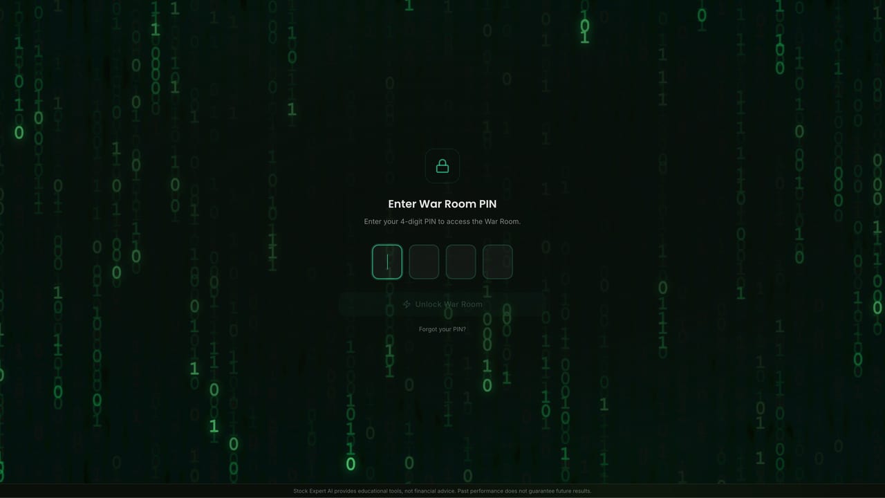 Screenshot of the War Room page on Stock Expert AI
